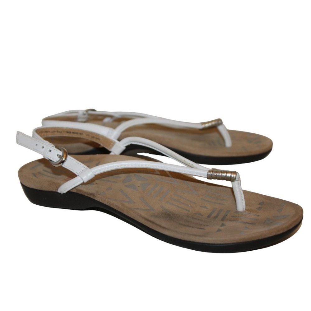 ANDREW WEIL Womens Accomplish Toe Post Heel Strap SLIDES / SANDALS Slip-On Sz 7